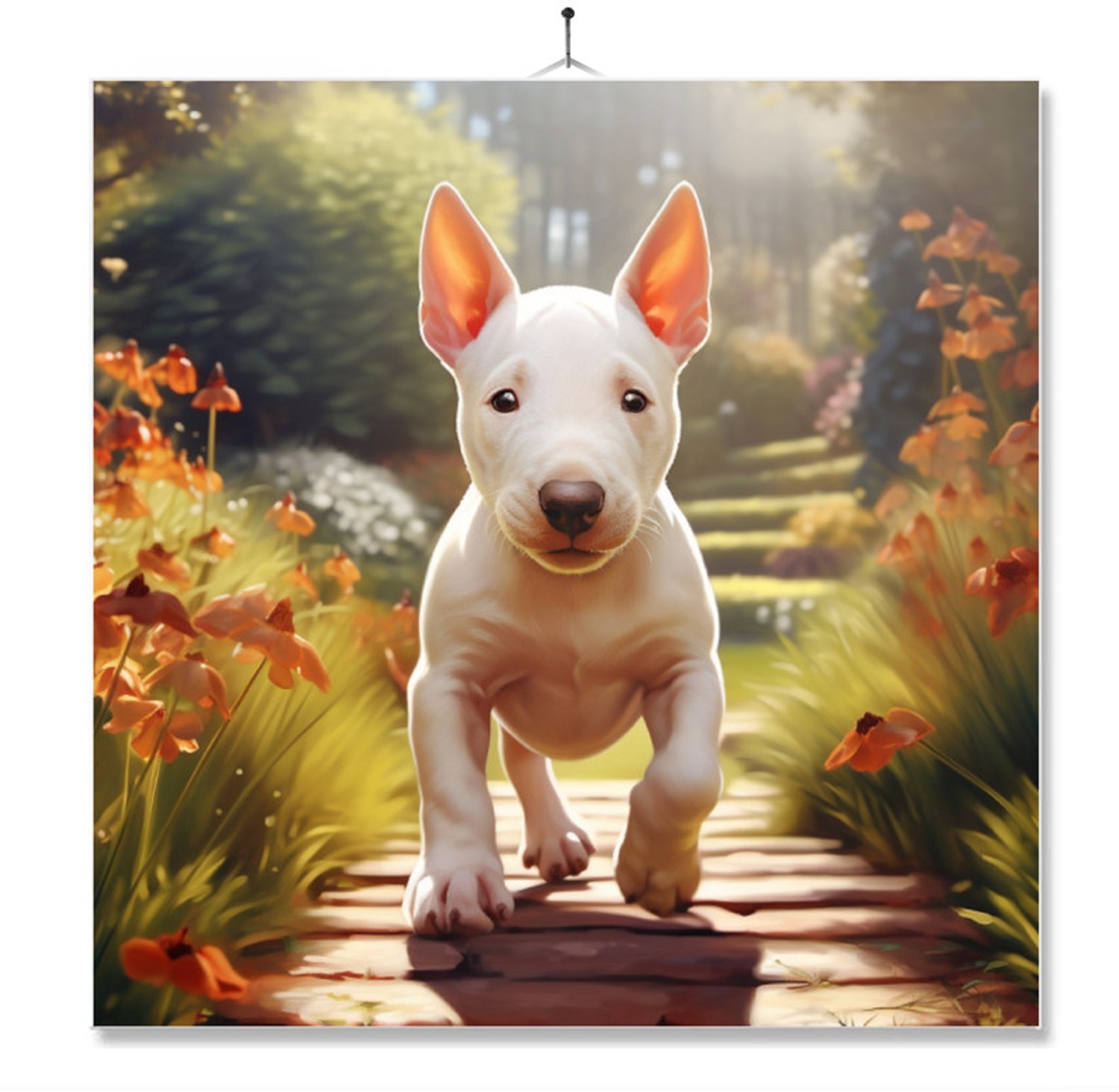 MC Living Tegel Met Opdruk | Geschenk | Puppy In De Tuin | Bull Terrier Ontwerp 2