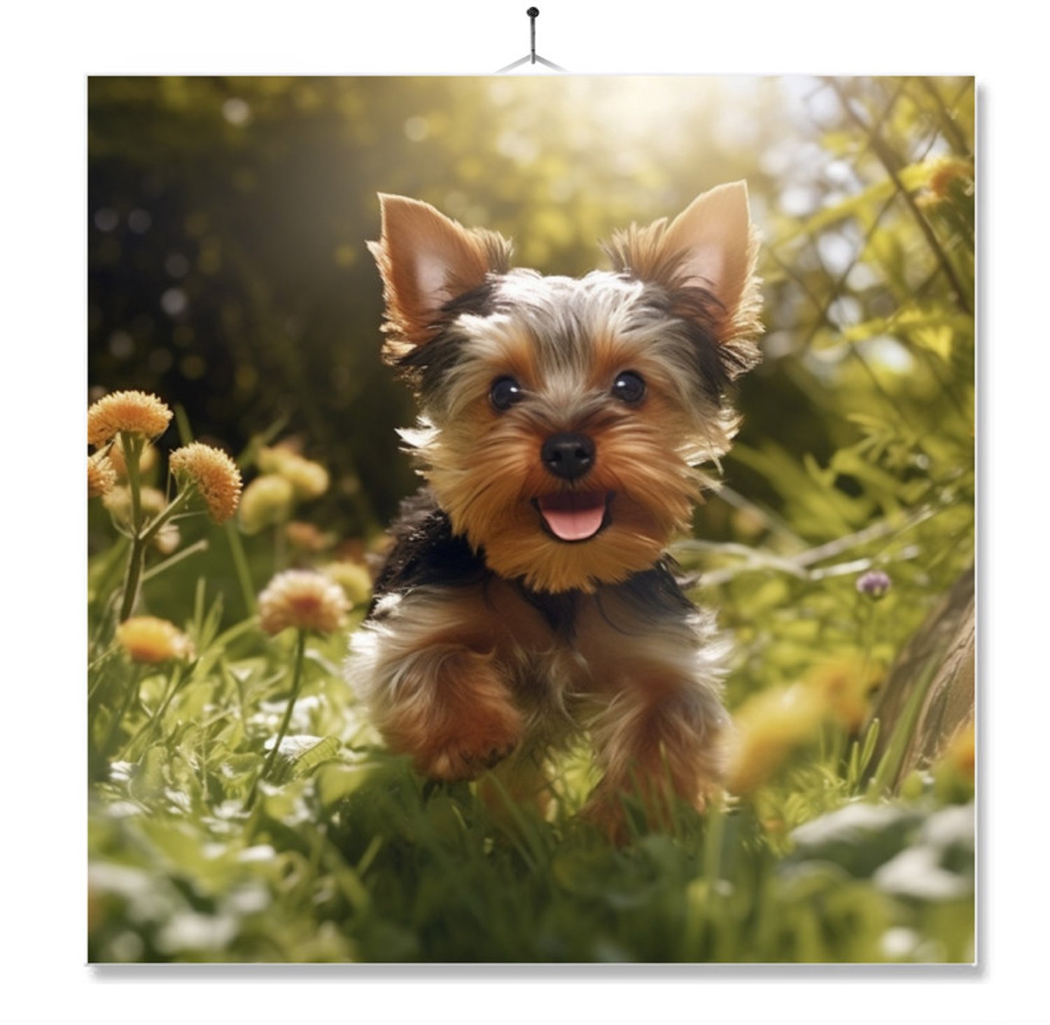 MC Living Tegel Met Opdruk | Geschenk | Puppy In De Tuin | Yorkshire Terrier Ontwerp 2