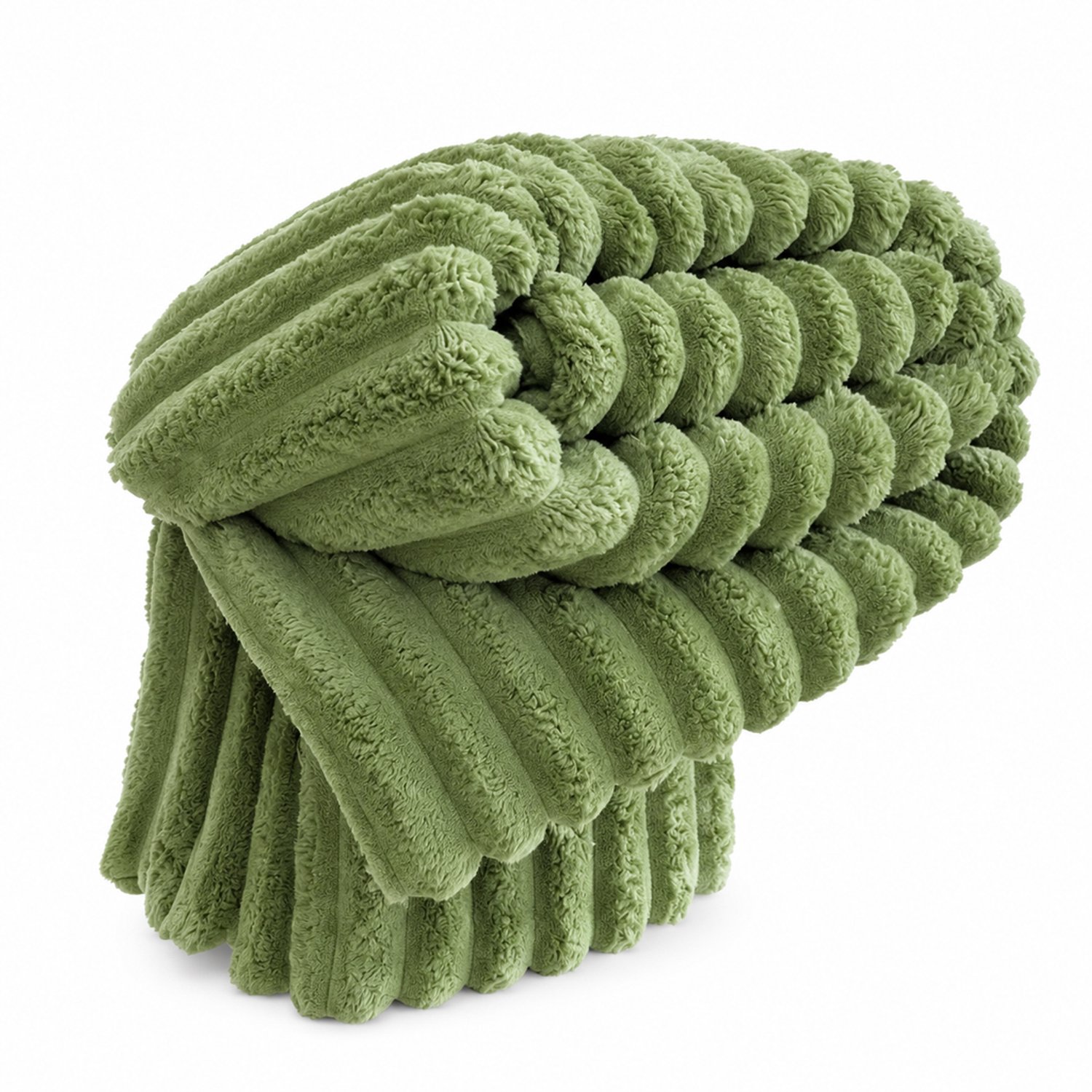 SWGOTA Groene gestreepte pluchen plaid 70 x 100 cm van polyester, machinewasbare deken voor een dutje