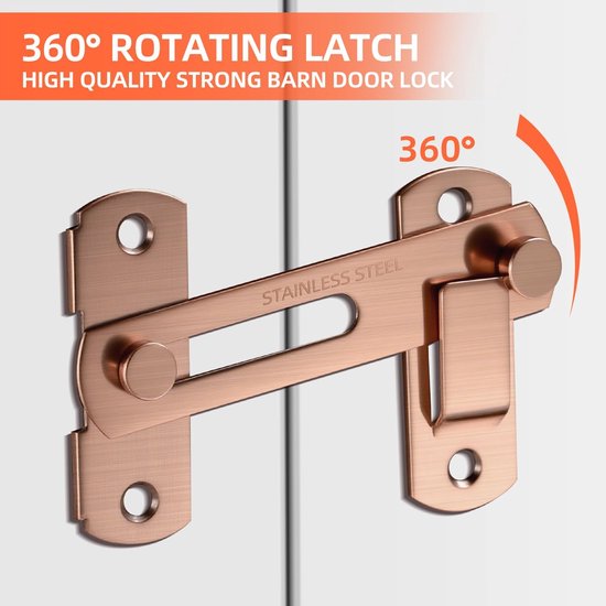 4 inch inklapbare schuifdeurgrendel, zware uitvoering voor privacy - koperlook - voor schuifdeuren, kasten, hekken - 4 stuks — afbeelding 5