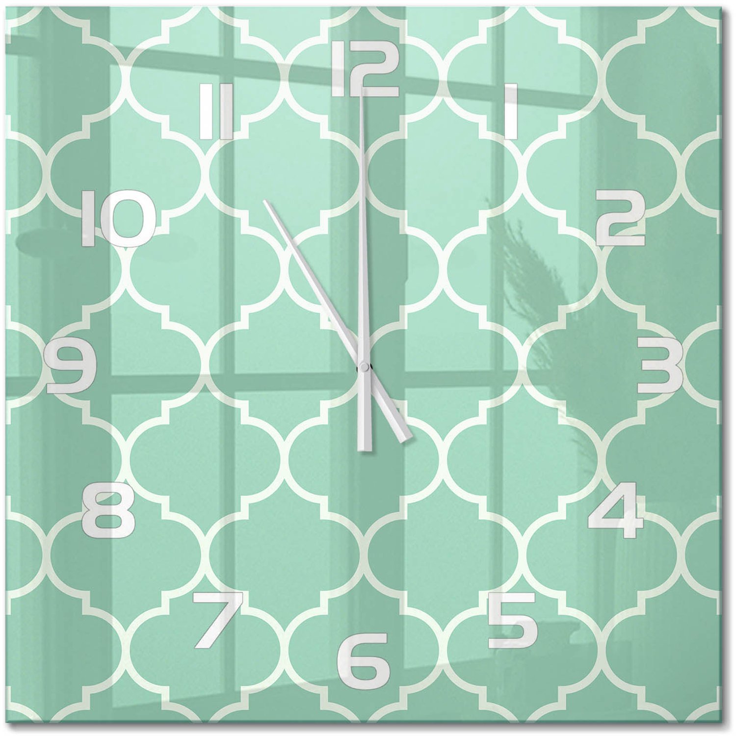 TULUP Wandklok - Marokkaanse achtergrond Klok Glas Met Opdruk - 60x60 cm - Groente Moderne Wandklok Glas - Witte handen - Vierkante Klok - Decoratieve Glazen Klok - Glazen Wandklok Design