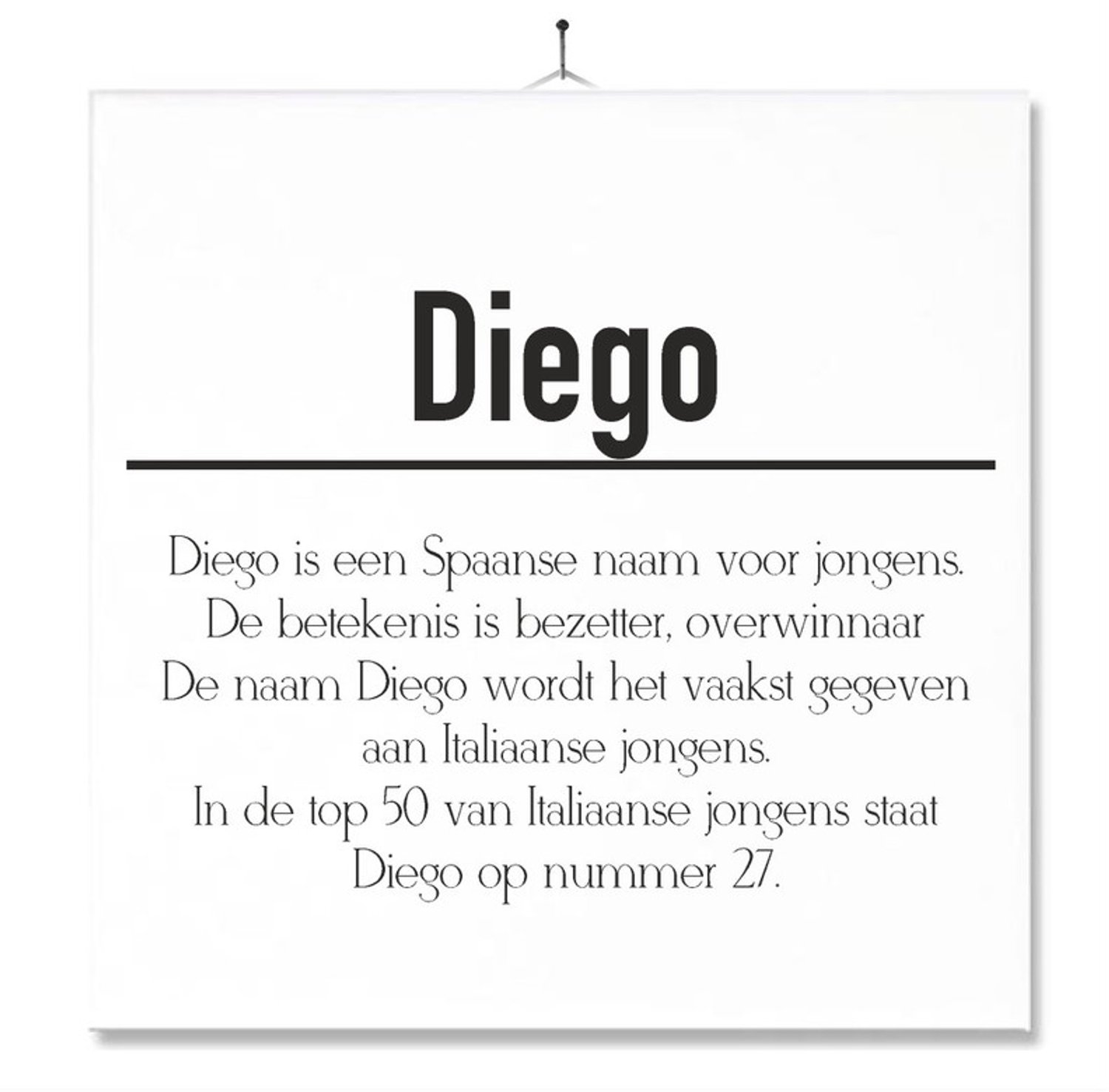 MC Living Tegel Met Opdruk | Betekenis | Kado | Cadeau | Met Naam - Diego Multi-Color