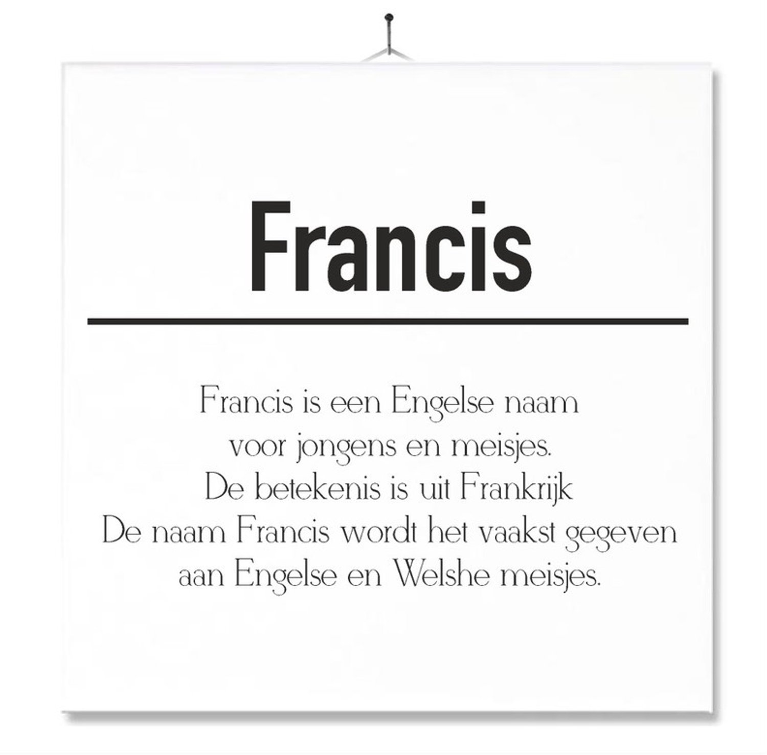 MC Living Tegel Met Opdruk | Betekenis | Kado | Cadeau | Met Naam - Francis Multi-Color