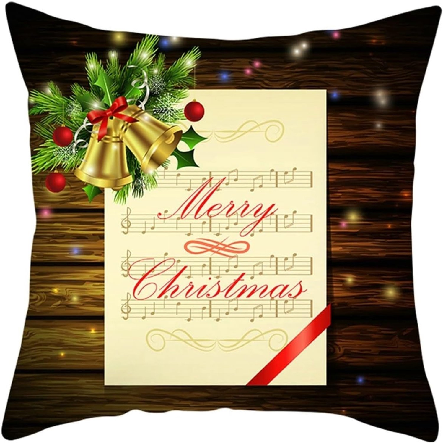Kerst Kussenslopen Set, Polyester Kussenslopen Groen Bruin Polyester Merry Christmas 45x45cm, 1 Pack