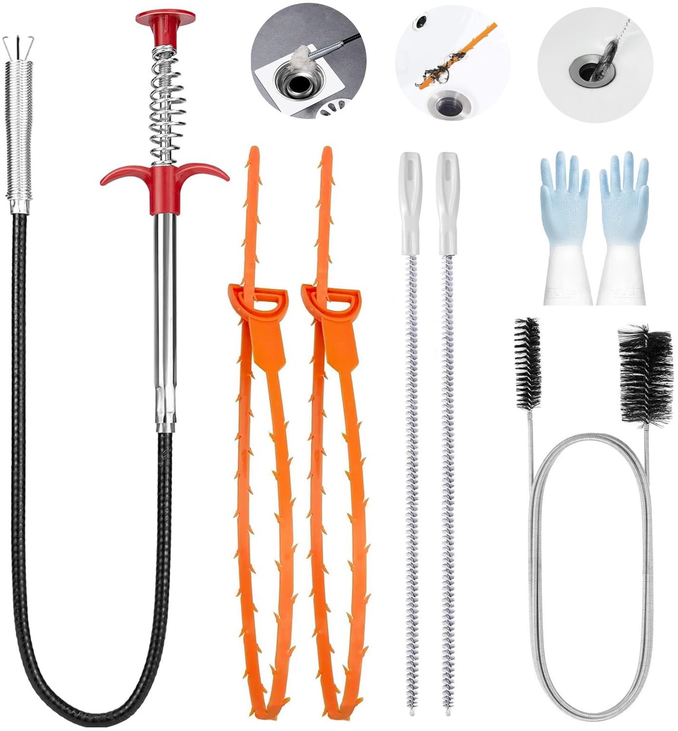 Set van 7 Multifunctionele Afvoerspiralen met Accessoires