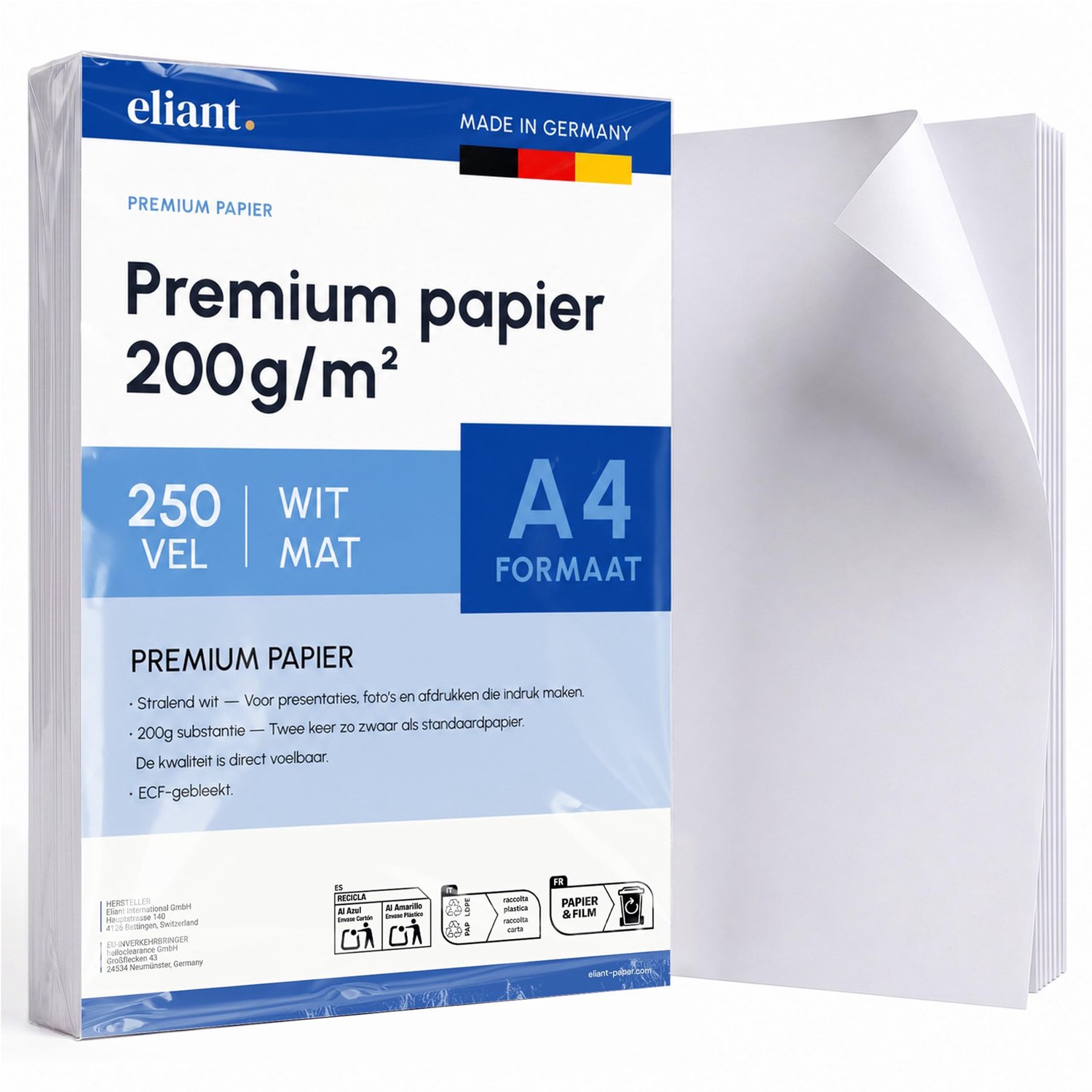 A4 Papier 200 g/m² - 250 Vellen Wit Matt
