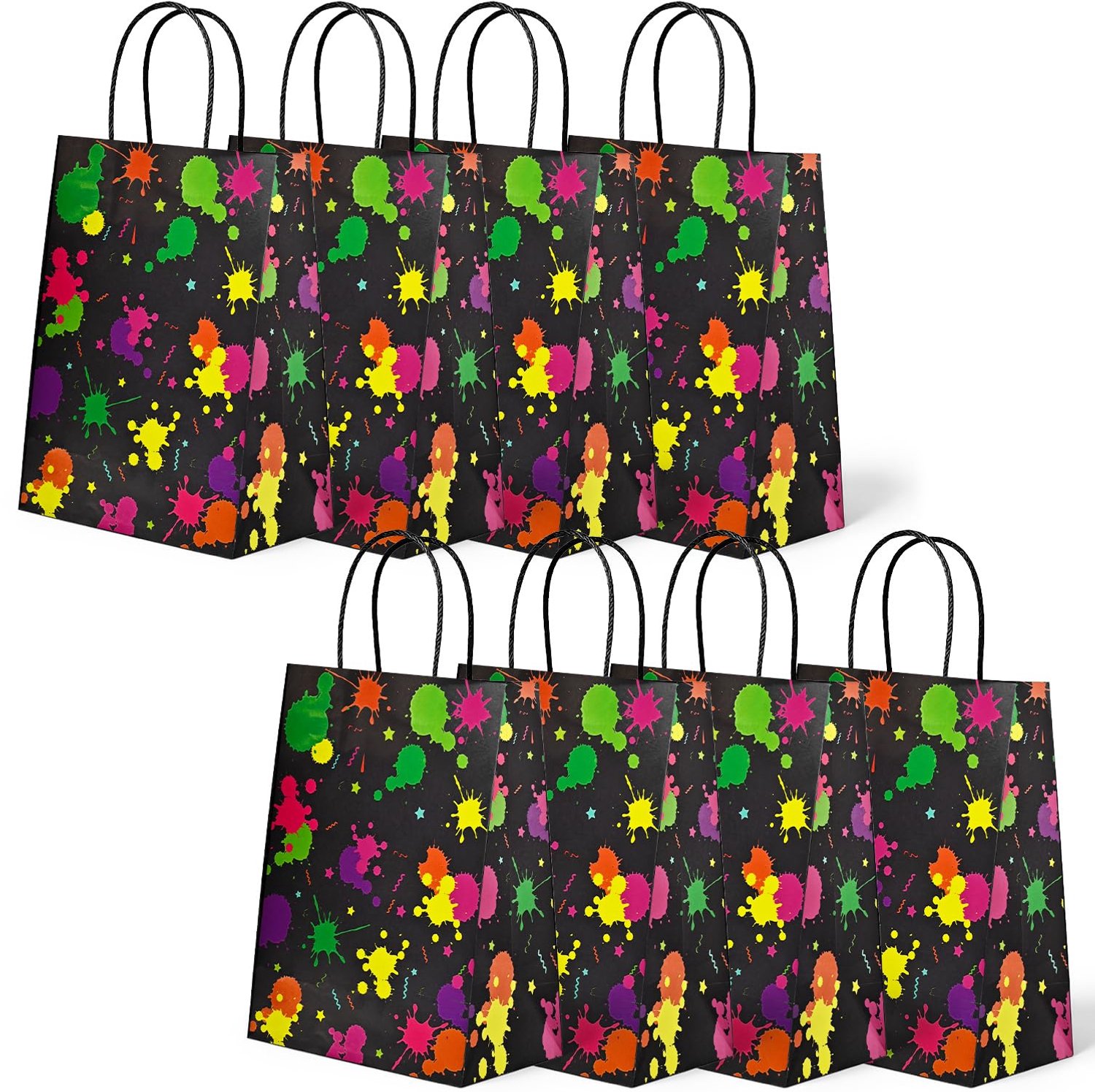8 Stuks Neon Cadeauzakken met Handvatten voor Feesten
