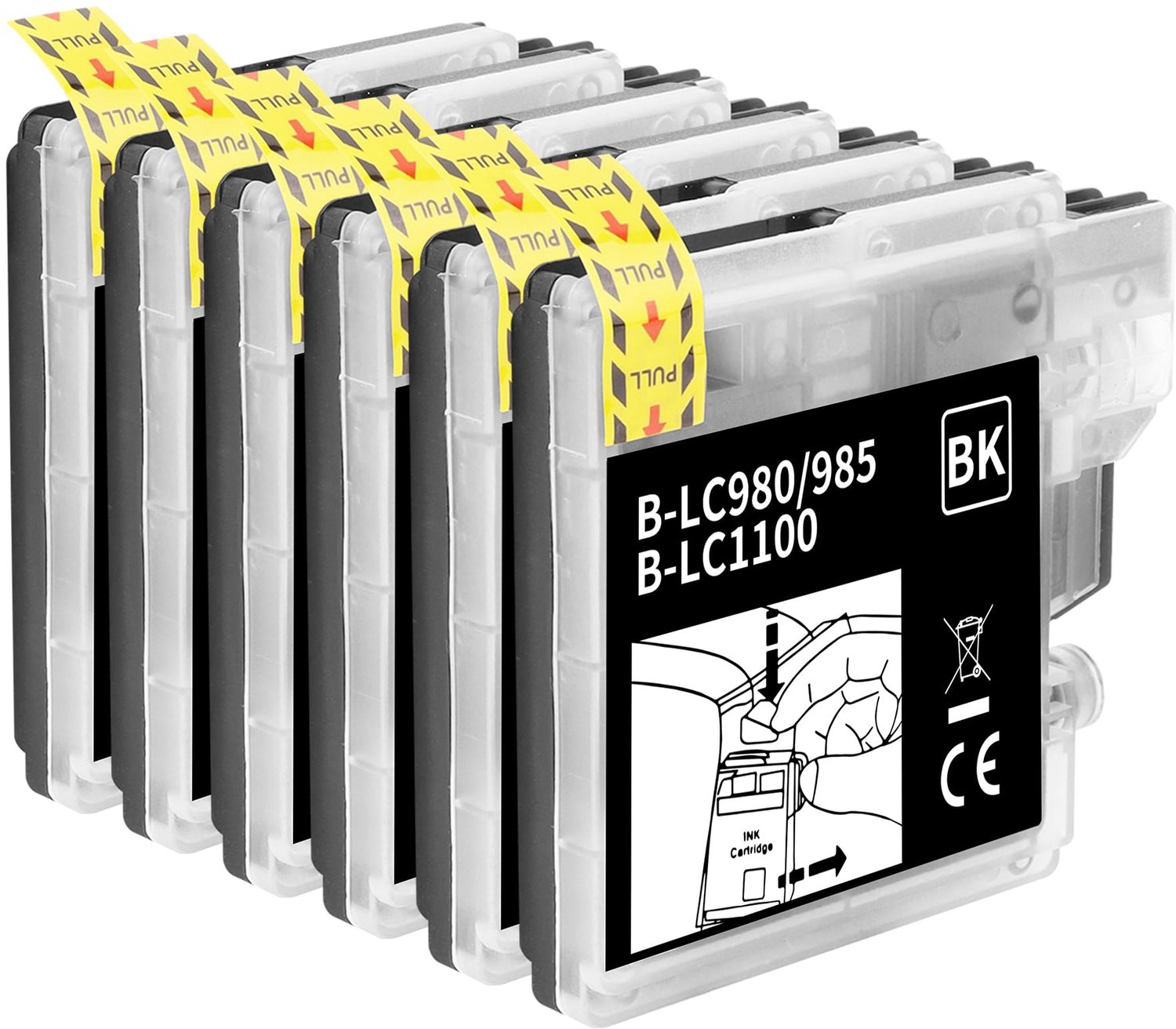 Inktcartridges Compatibel met Brother LC980/LC985 - Zwart - 6 Stuks