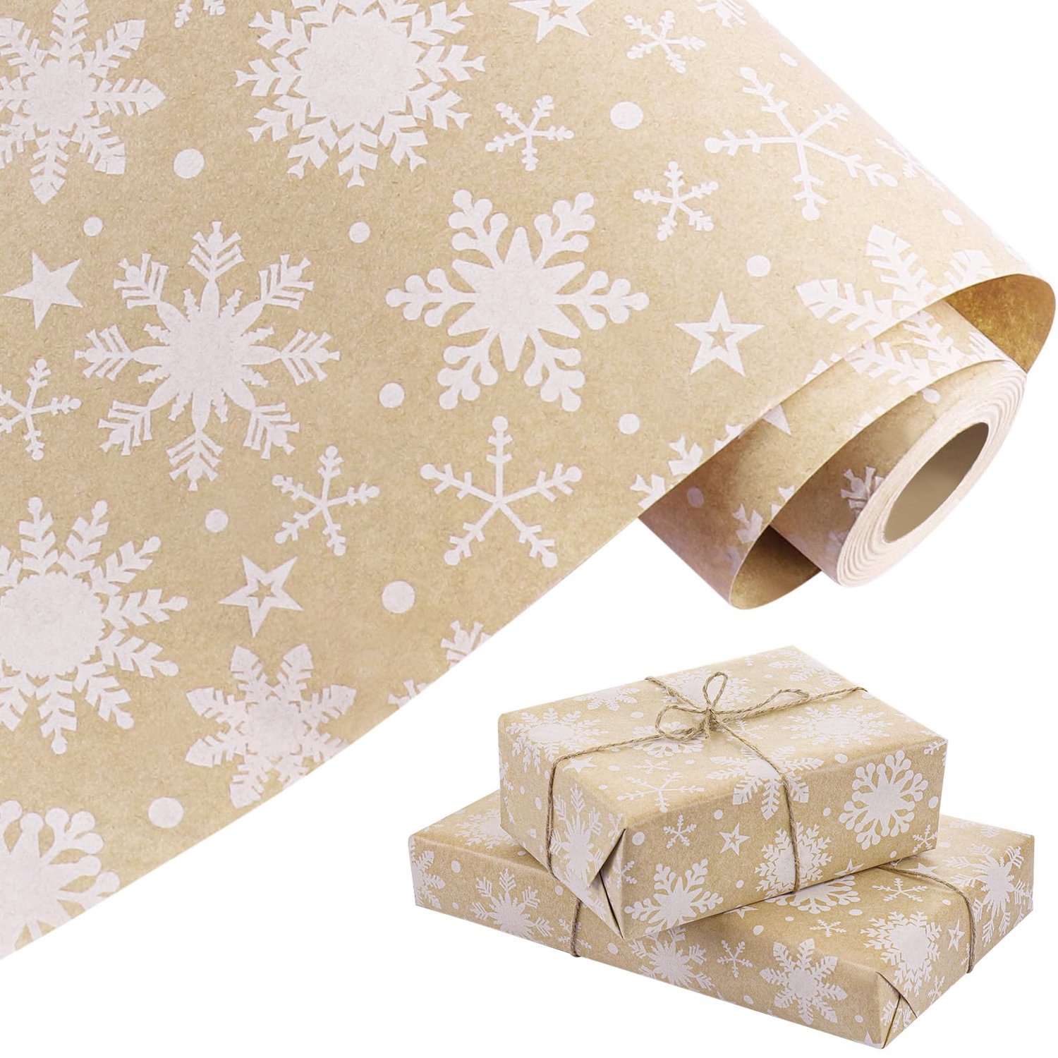 Kerstcadeau Inpakpapier met Sneeuwvlokken, 43 cm x 15 m