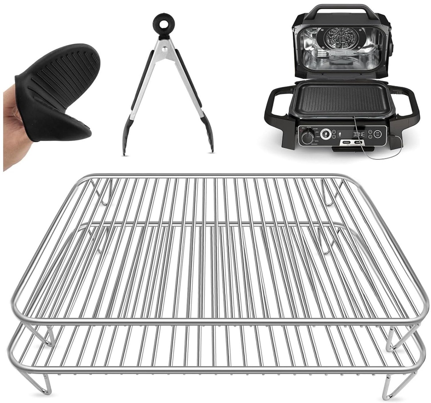 Roostervoor Ninja Woodfire Elektrische Grill en Smoker - 2 Stuks - RVS