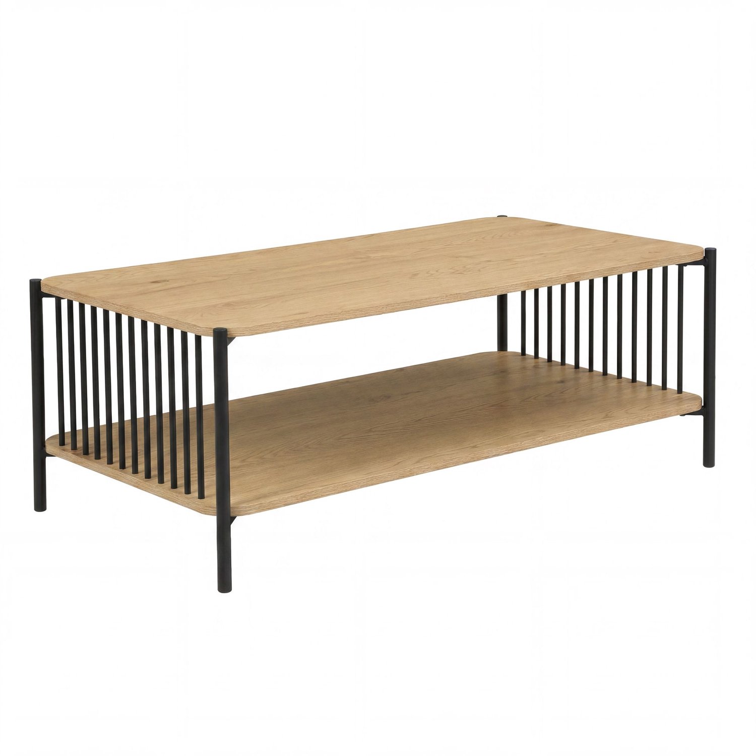 Cosmo Casa Salontafel met Opbergruimte – Open Onderplank - Metalen Frame – Eikenlook – Bruin - 110 x 60 x 42 cm