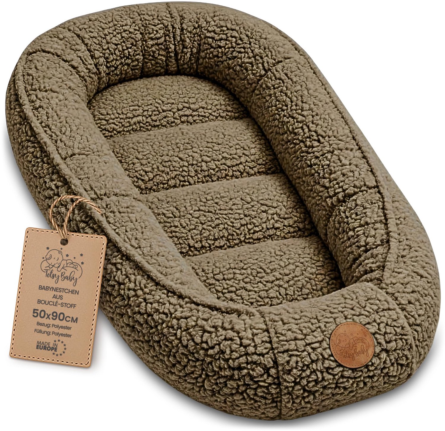 Verlengbaar Baby Nestje 90x50 cm - Zacht en Draagbaar voor Thuis en Onderweg - Donkerbeige