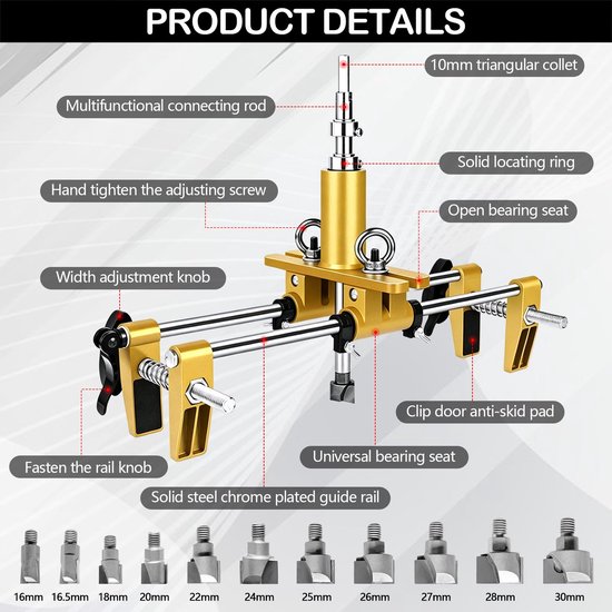 Deurslot Mortiser Kit met 11 Stuks Tungsten Stalen Cutter — afbeelding 5