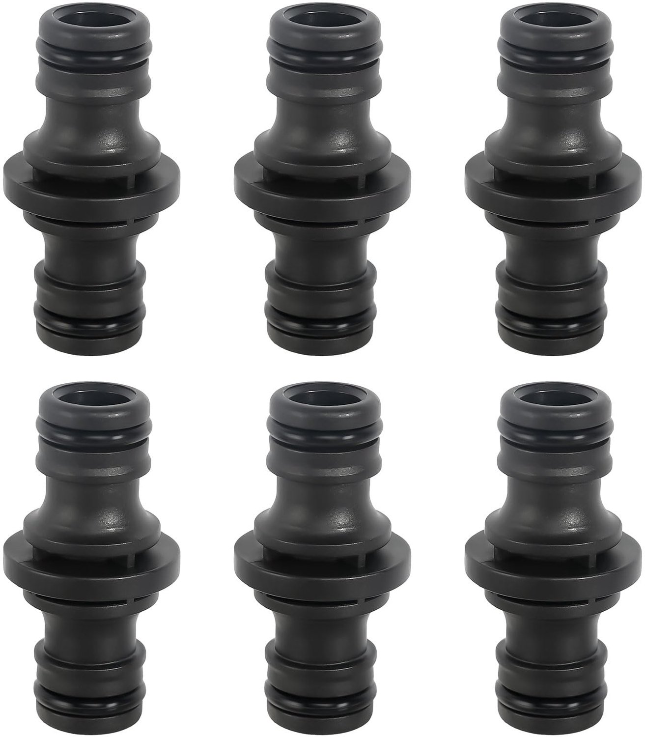 Set van 6 Dubbele Tuinslang Koppelingen