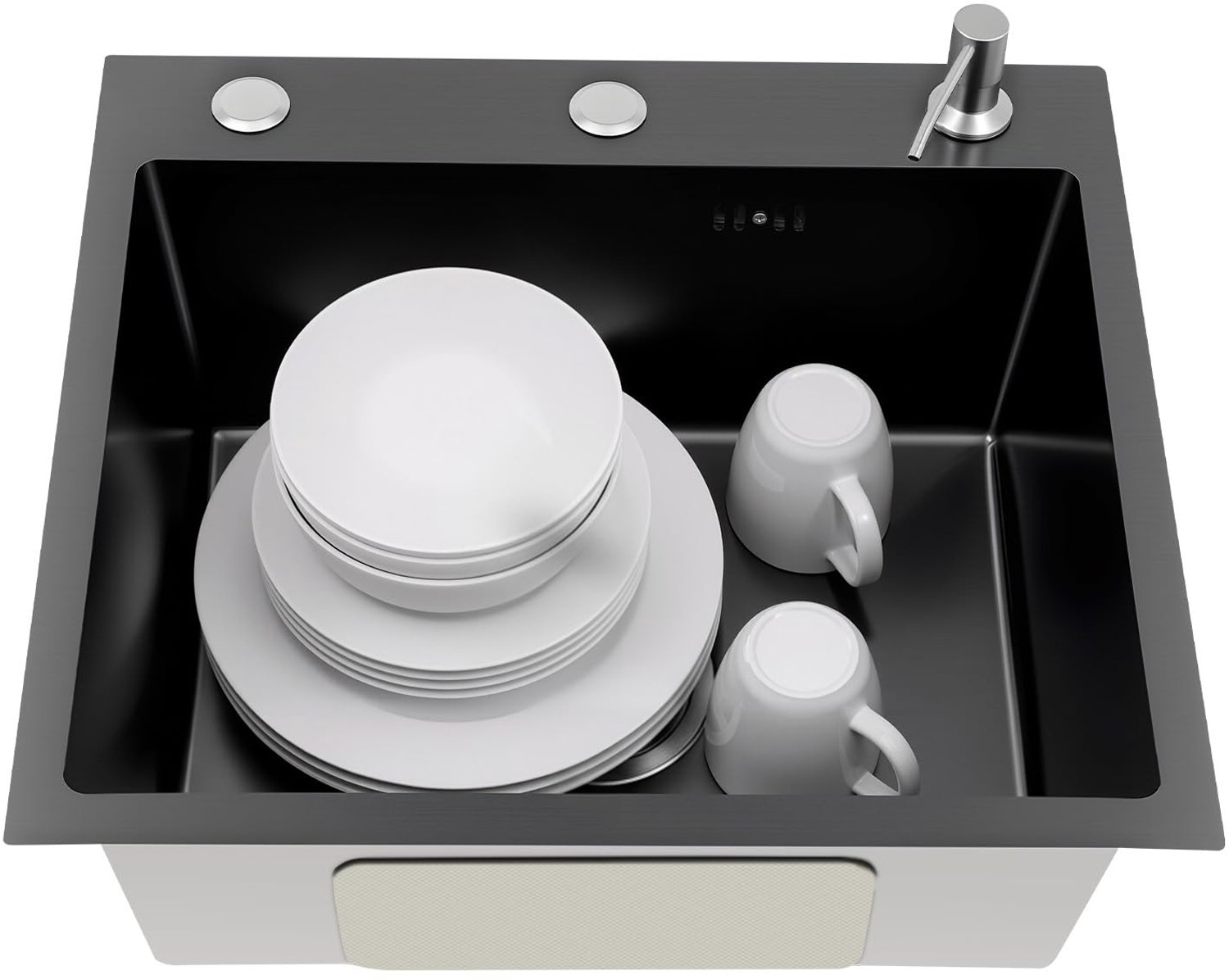 Roestvrijstalen Inbouwspoelbak - 50 x 45 x 20 cm met zeefmand en zeepdispenser