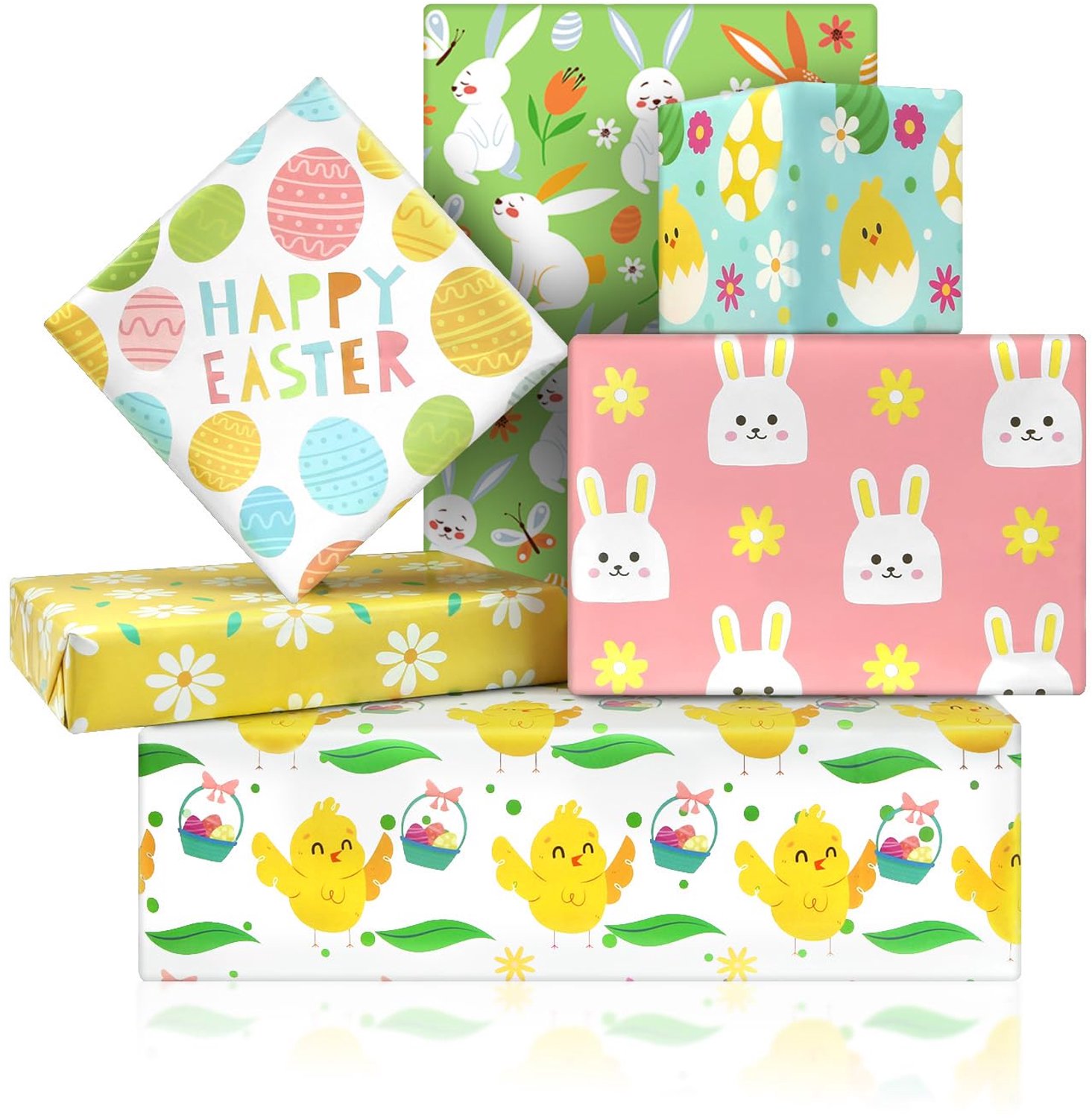 Lente Inpakpapier met Wilde Bloemen en Paasdesigns