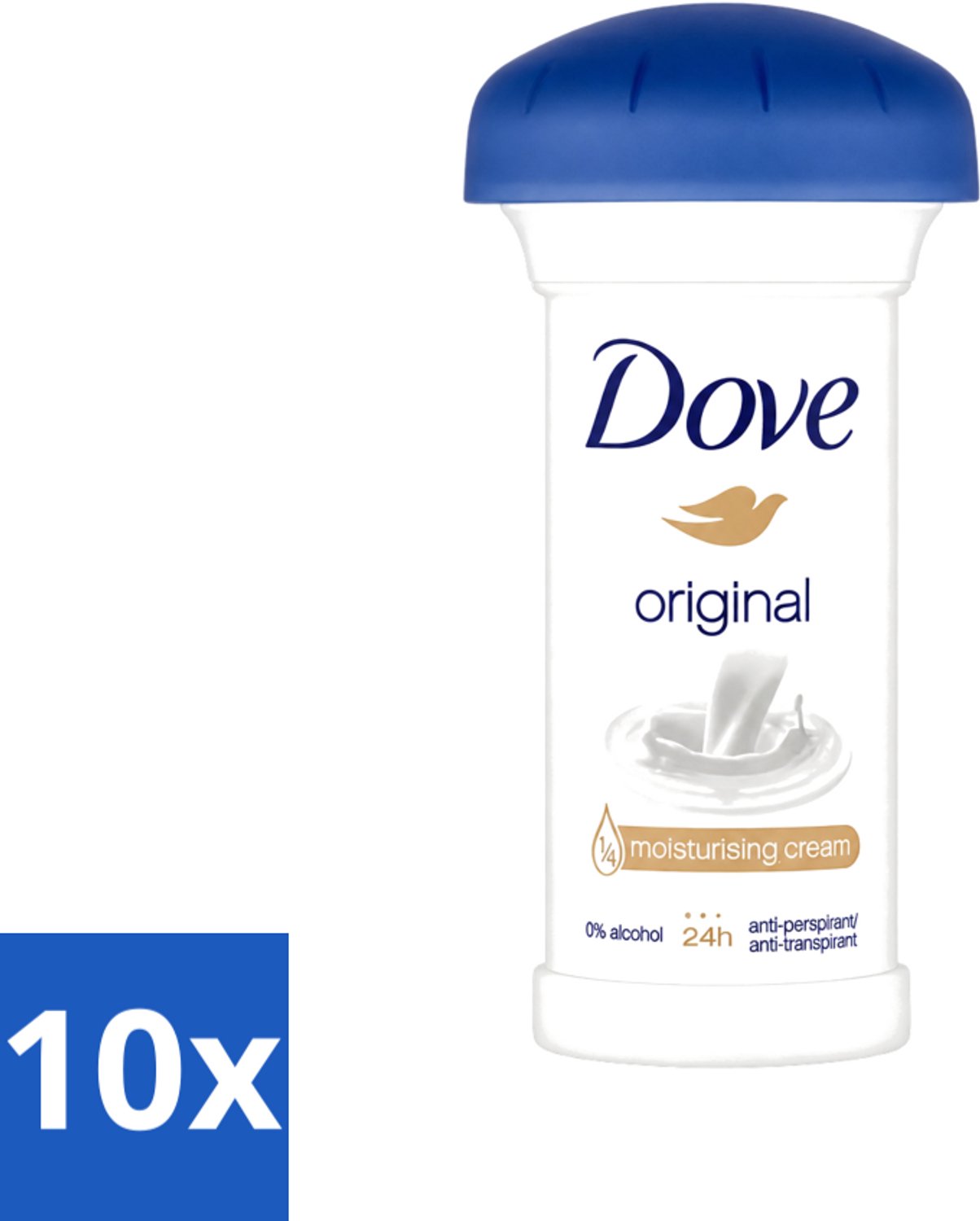 10 x Dove - Deodorant Creme - Original - Frisse geur en bescherming - 50 ml - Voordeelverpakking - 10 stuks