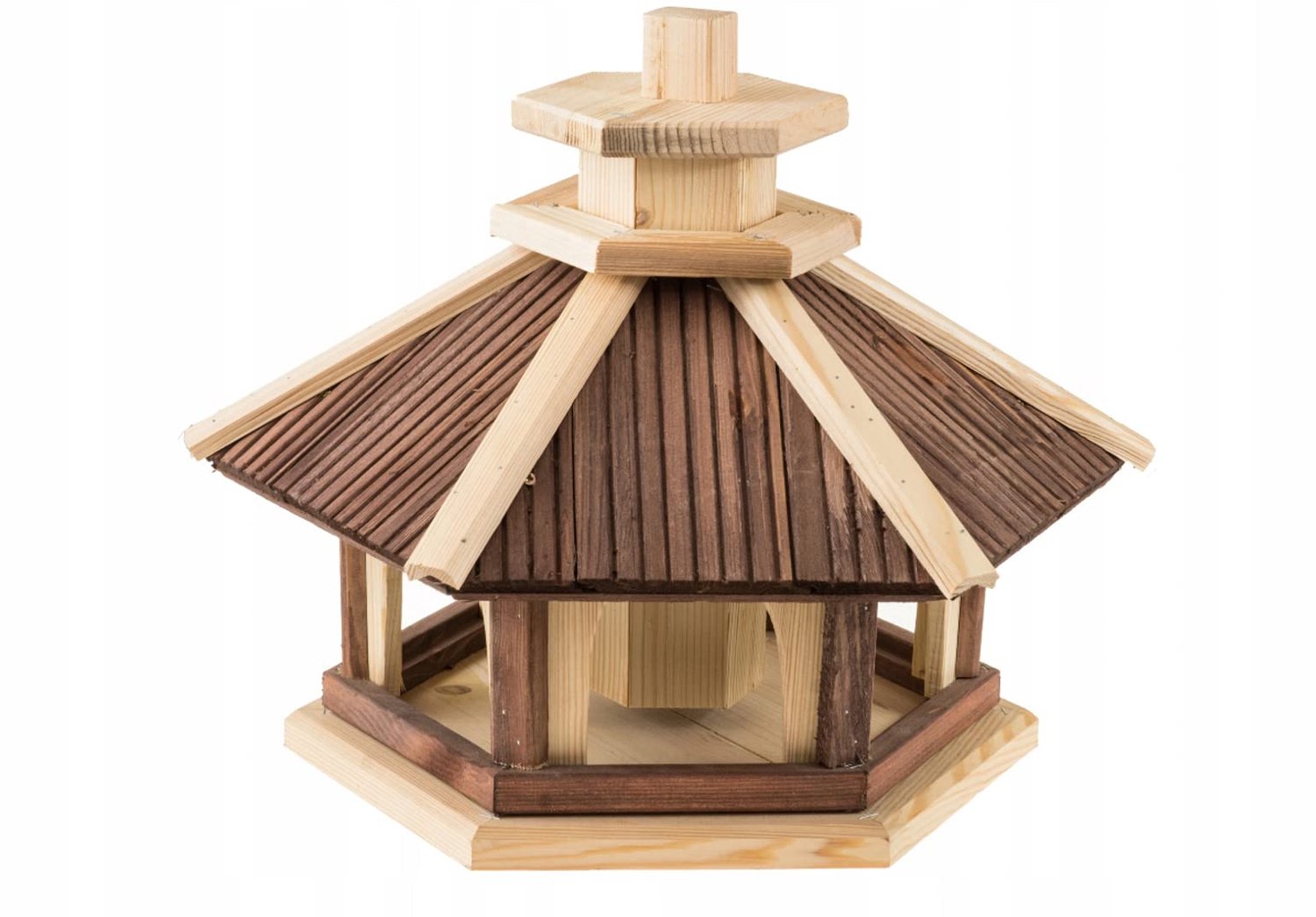 Houten Vogelhuisje met Voederstand (XXXL, Bruin)