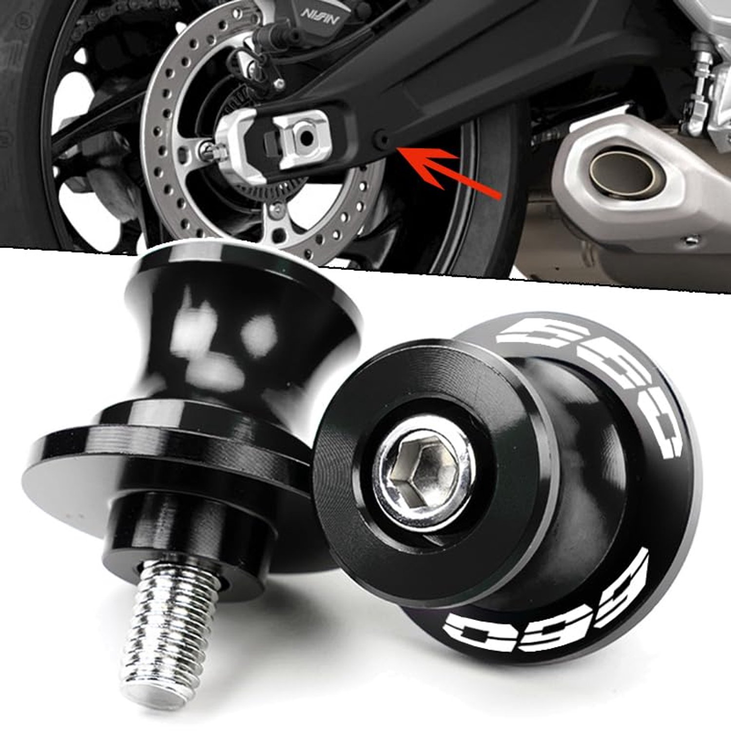 M8 Diabolos Motorcycle Rocker Slider - Aluminium Zwart