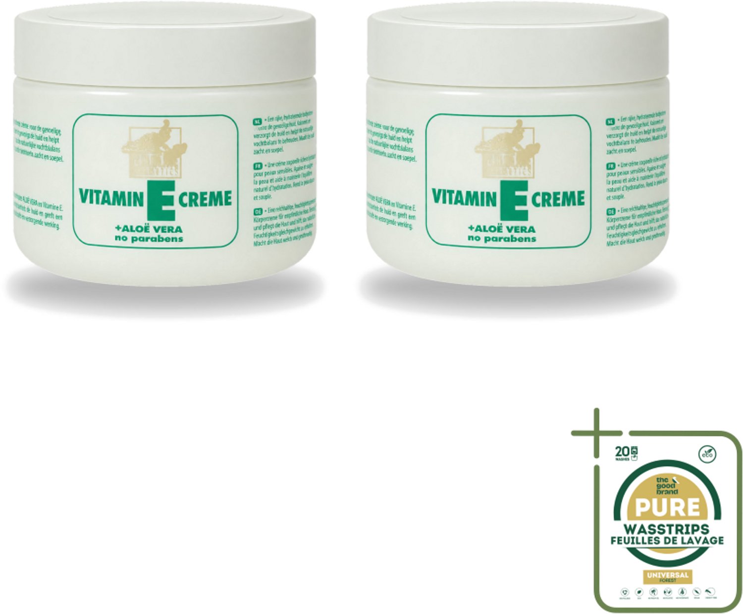2 x Goldline - Bodycrème - Vitamine-E & Aloë Vera - Gevoelige Huid - Kalmerend - 250 ml - Wasstrips - Gevoelige Huid - Vitamine E - Aloë Vera - Bodycrème - Kalmerend
