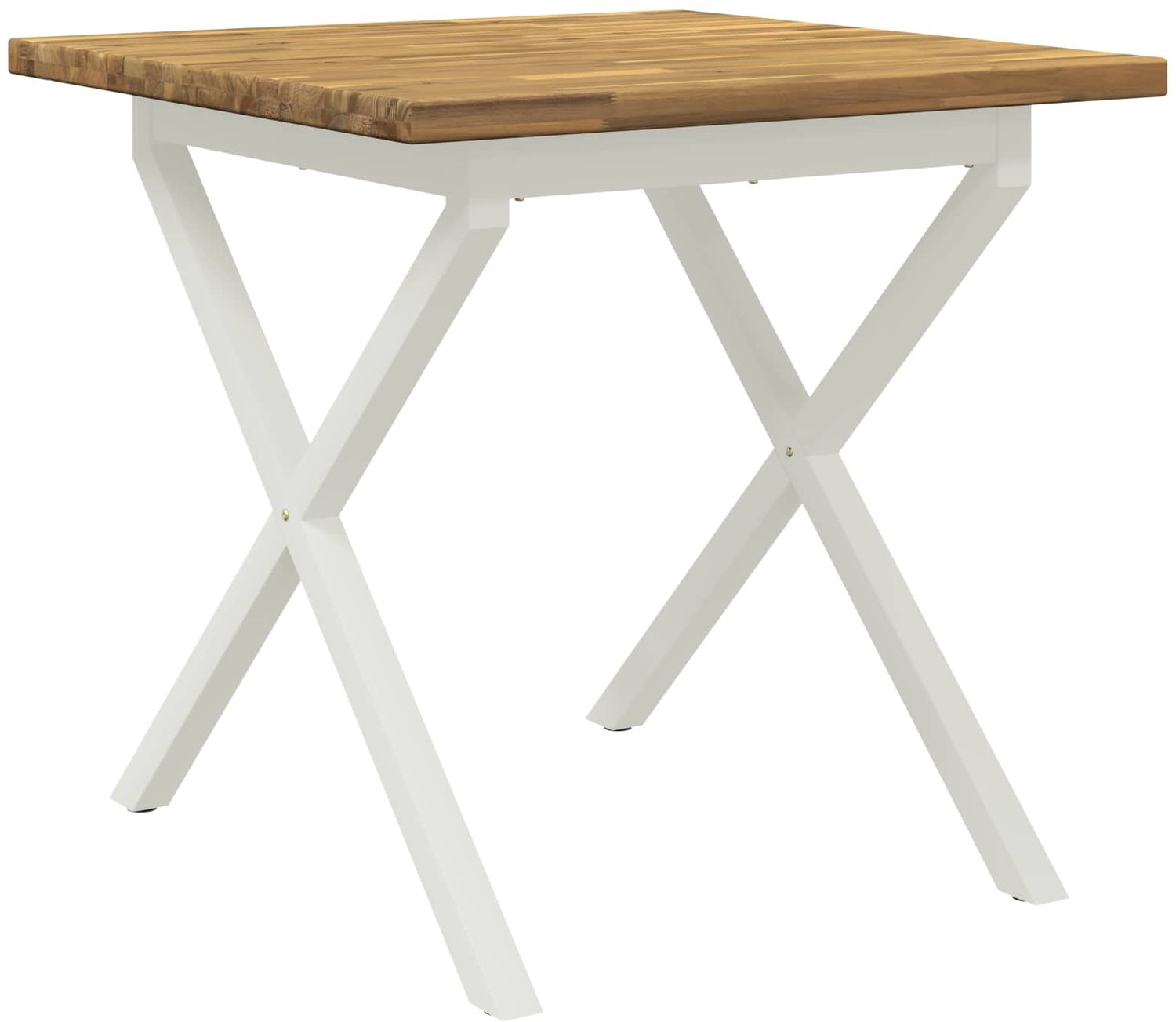 vidaXL Vierkante - Eettafel - 80 - x - 80 - x - 75 - cm - Massief - Acacia - Hout Whitewash en wit