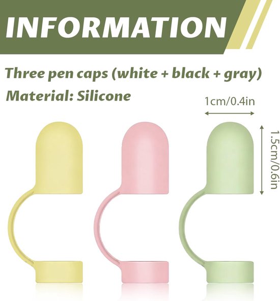 3 Stuks Anti-Slip Silicone Caps voor Apple Pencil 1e Generatie — afbeelding 5