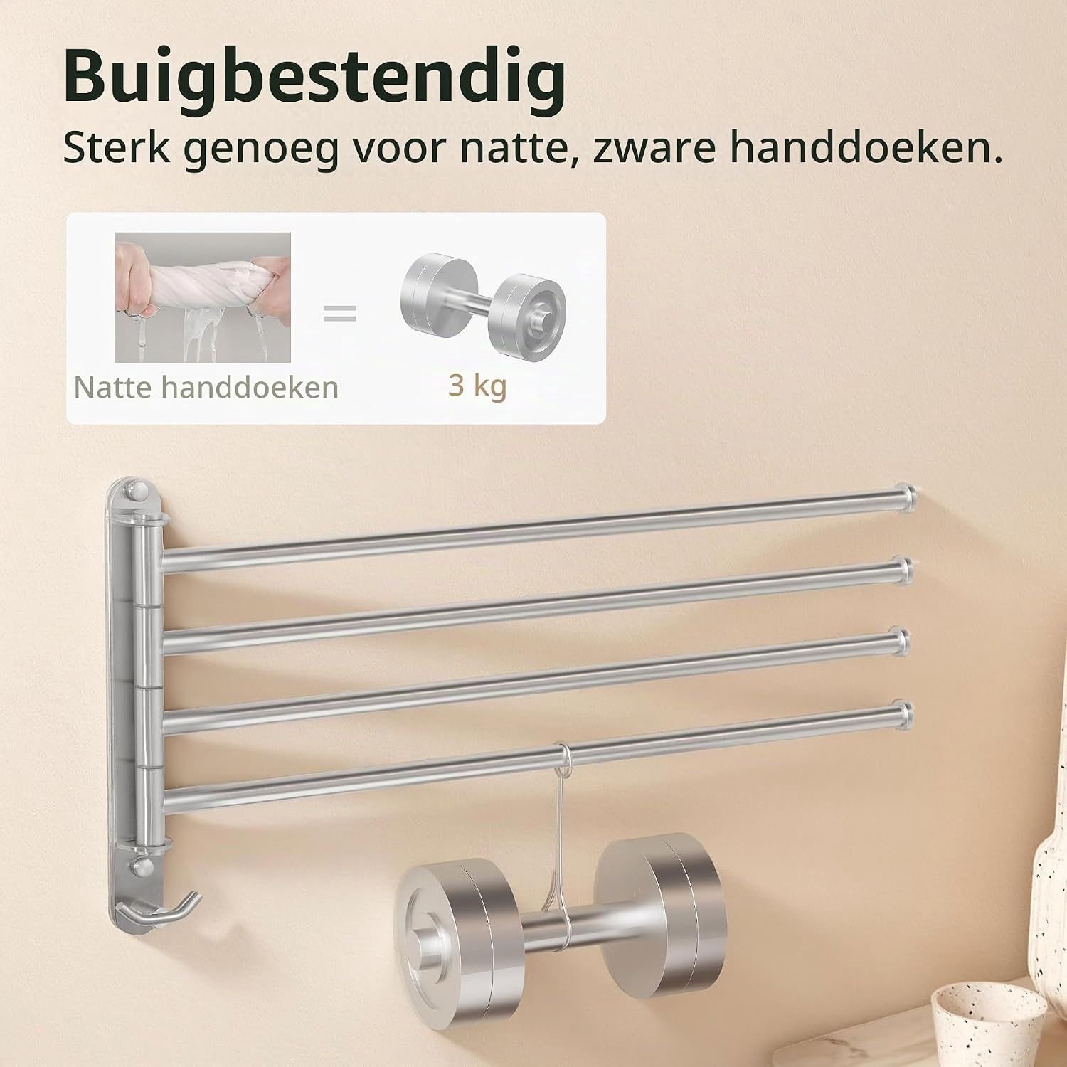 Handdoekrek Badkamer - Handdoekhouder Hangend - Handdoekstang - Zilver