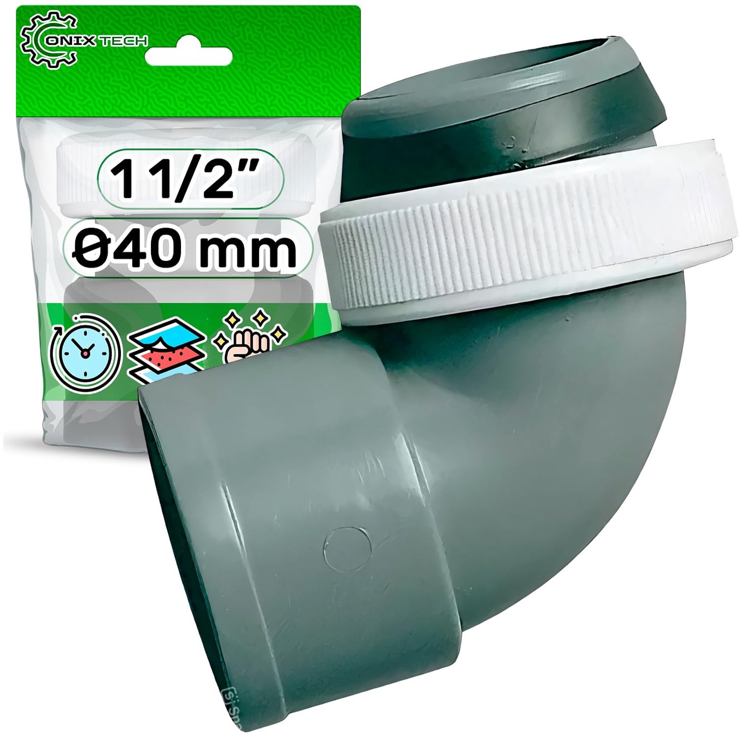 PVC Hoekverbinder voor Afvoerbuizen - 1 1/2 inch met Zelfklevende Aansluiting
