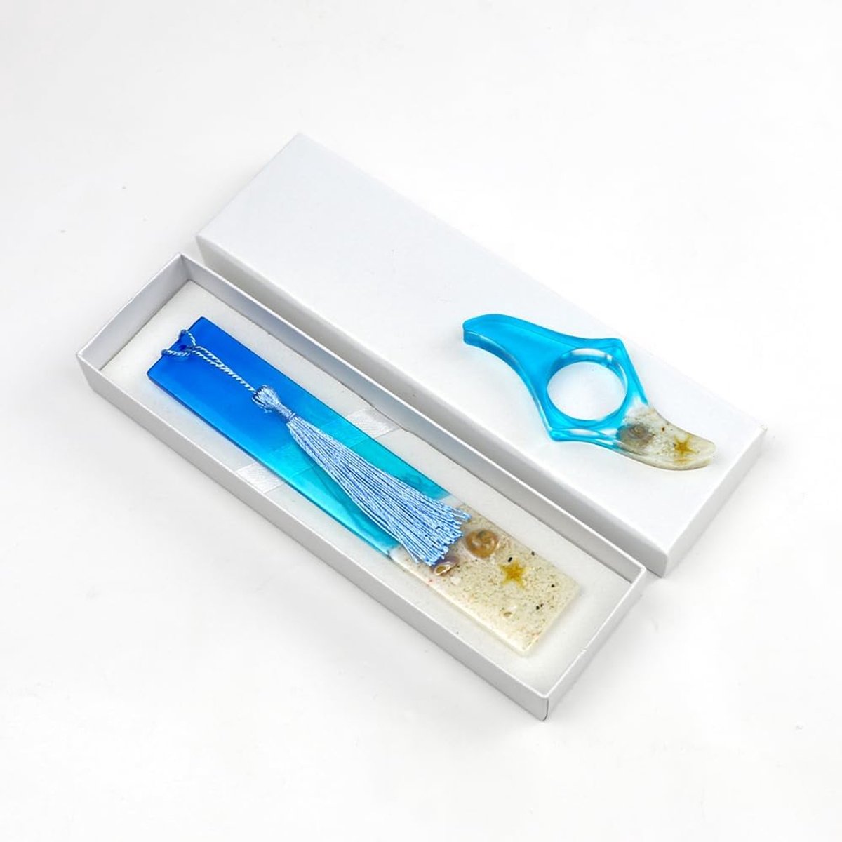 gepersonaliseerd met blauwe kwast, zee design bladwijzer incl. leeshulp als cadeau voor studenten, leraren, vrouwen, moeders, boekdecoratie & afstudeercadeau