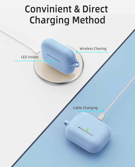 Hoes voor AirPods Pro 2. Generation 2022, siliconen stootvaste case, zacht, lichtgewicht beschermhoes, volledige bescherming, cover voor Apple AirPods Pro 2, met karabijnhaak, paars — afbeelding 3
