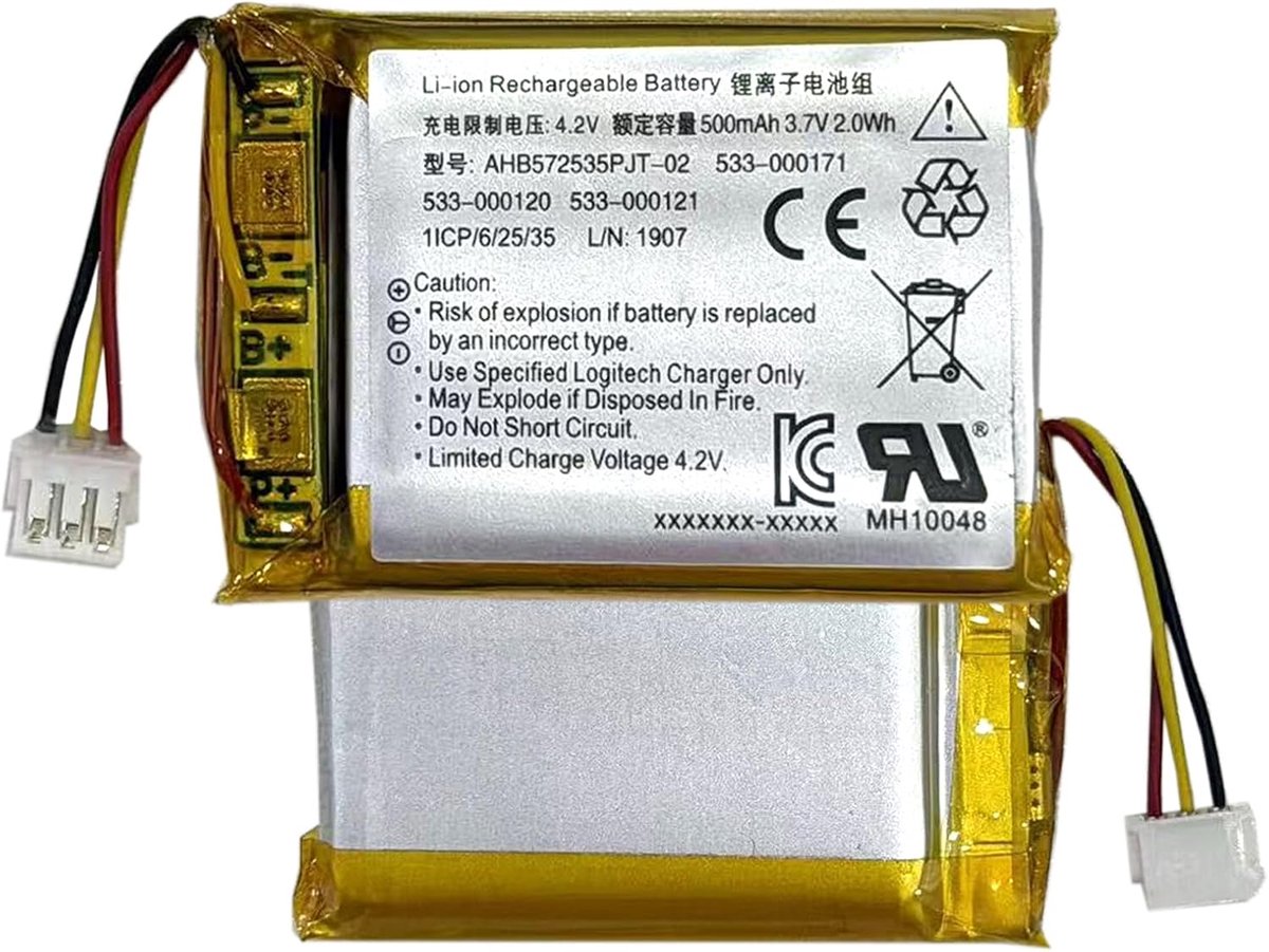 Batterij batterij 602535 compatibel met Logitech MX Master 2 MX Master 3 MX Master 2s MX Anywhere 2 MX Anywhere 2S MX Ergo M-RO052 Wireless Mouse 910-004362 910-004374 53-000120