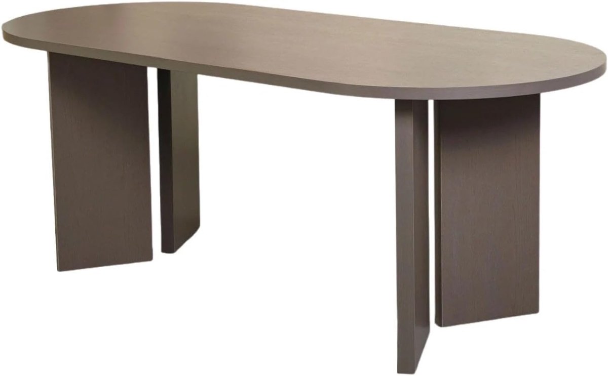 Eettafel Japandi ovaal 220cm walnoot melamine Hano Japanse eetkamertafel