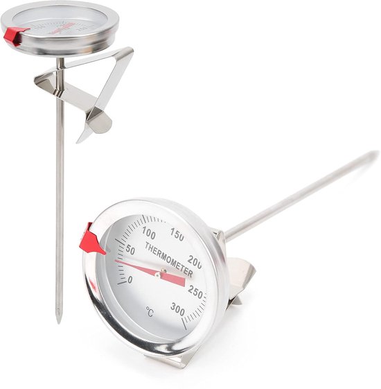 Roestvrijstalen frituurthermometer met 5 cm 50℃ tot 300℃ meetklok Oliepan Temperatuurmeetinstrumenten voor Fring Beef Lamsvlees Koken (15cm) — afbeelding 3