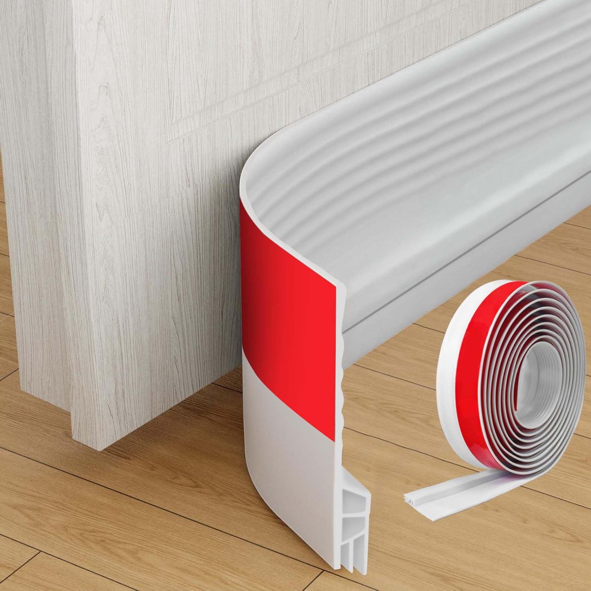 Famanu – Deurafdichting, tochtstopper, voor deuren, zelfklevend, 400 cm, tochtstopper voor deuren, tochtstopper, ook ideaal als geluidsisolatie, koudebescherming, wit