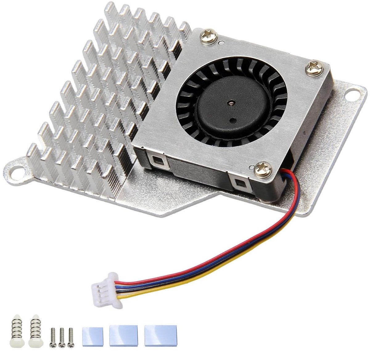 Koellichaam voor Raspberry Pi 5, aluminium koeler met temperatuurgestuurde ventilator, compatibel met RasPi 5 4GB/8GB, krachtige actieve koeler voor optimale warmteafvoer en geluidsreductie