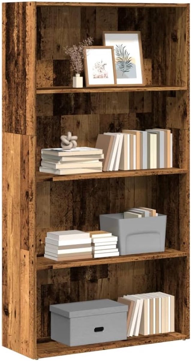 Boekenkast oud houtlook 80x30x152 cm houtmateriaal staand rek