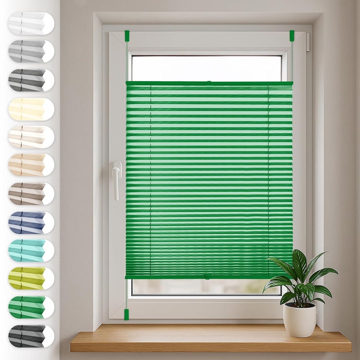Plisségordijn Zonder Boren 70x160 cm Plissé Klemmfix Groente