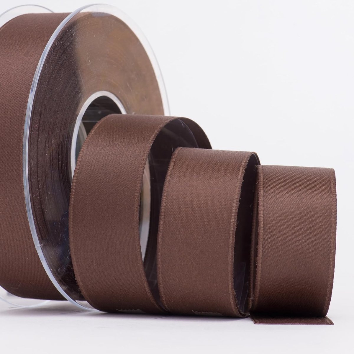 Dubbel satijn lint 40 mm, chocoladebruin, 20 meter