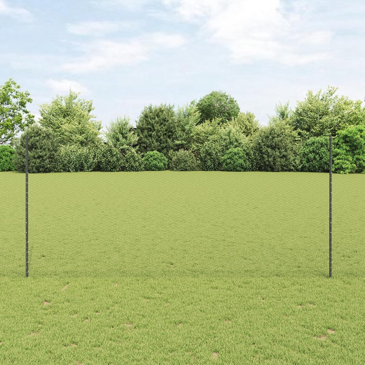 Hekpalen, 10 stuks, U-profiel, grijs, 140 cm, staal, hexagonale omheining, grijs, 1,4 x 10 m, staal, net voor kleine dieren, mobiele omheining, tuinhek voor tuin, huis, binnenplaats, kippenhek