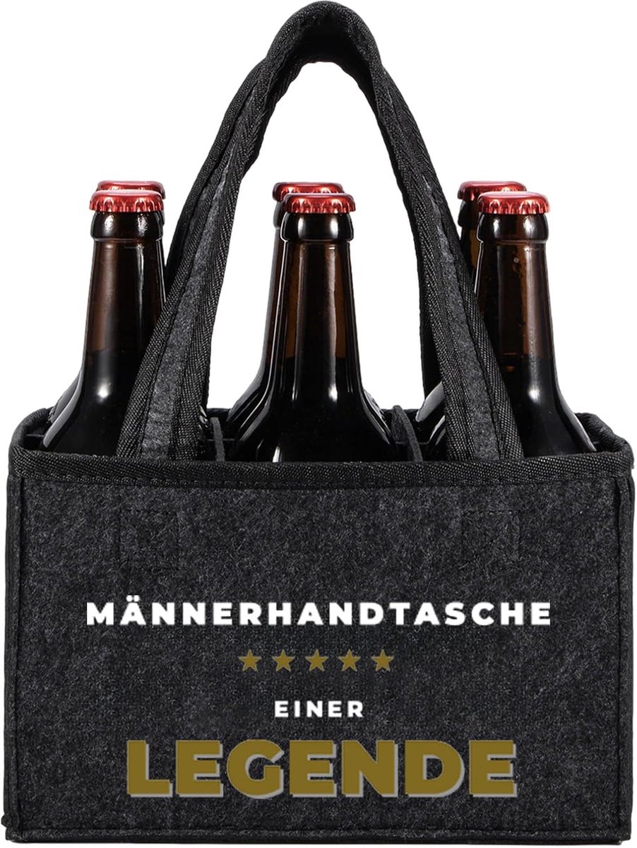 Handtas van een legende bier, grappige gepersonaliseerde cadeaus voor mannen als origineel cadeau voor mannen, vilten flessenzak, 6 flessen