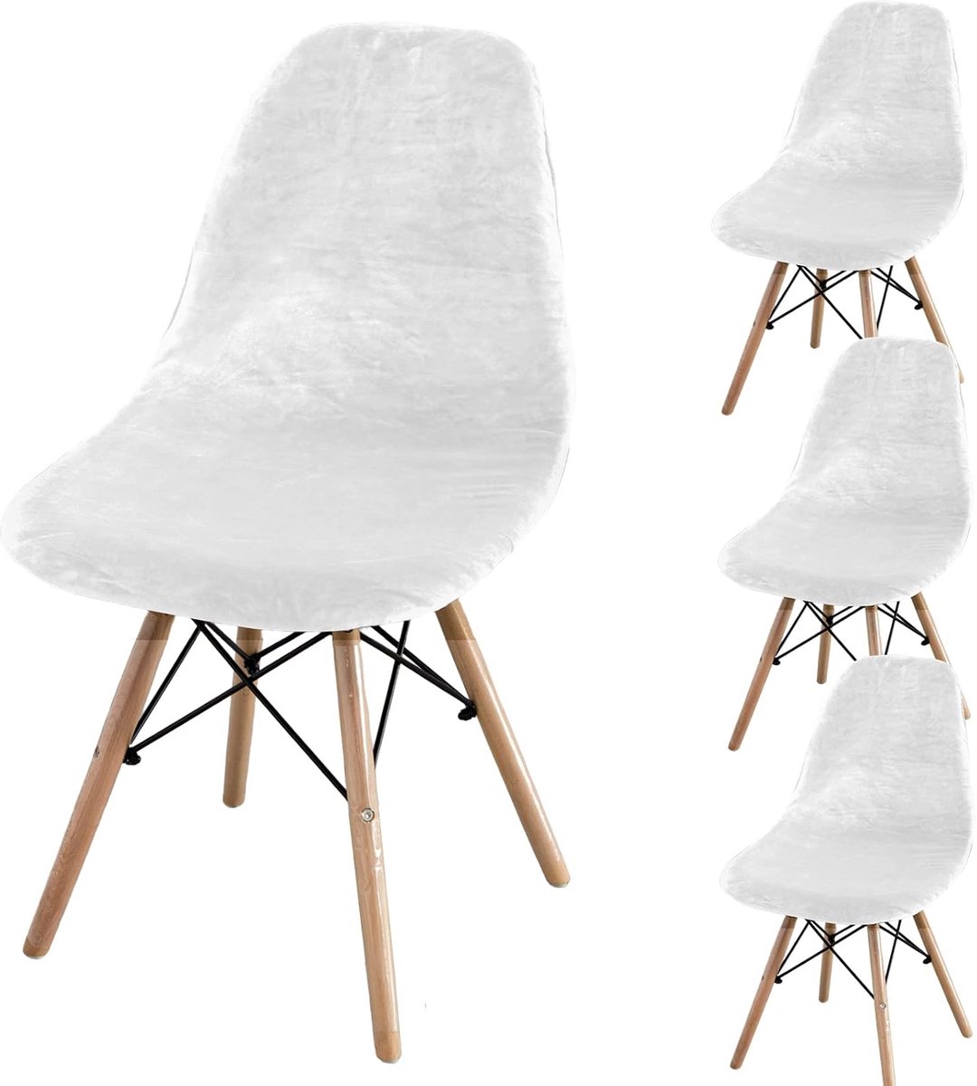 Eetkamerstoelhoezen, eetkamerstoelhoezen, rekbare afneembare wasbare stoelbeschermer decoratie voor eetkamer, hotel, keuken, banket, huis (wit, 4 stuks)