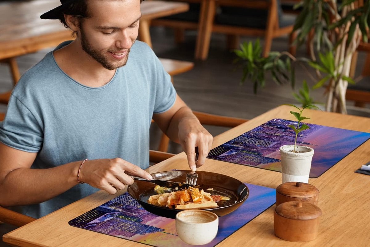Placemats - 6 stuks - 45x30 cm - New York - Kleuren - Skyline