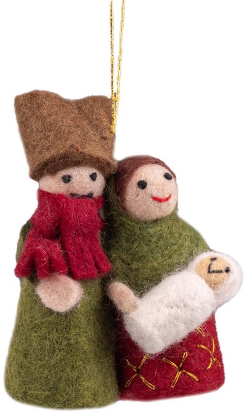 Hanger Vilt Kerst - Jozef en Maria Figuurtjes - Bruin - 11cm - Handgemaakt & Fairtrade — afbeelding 5