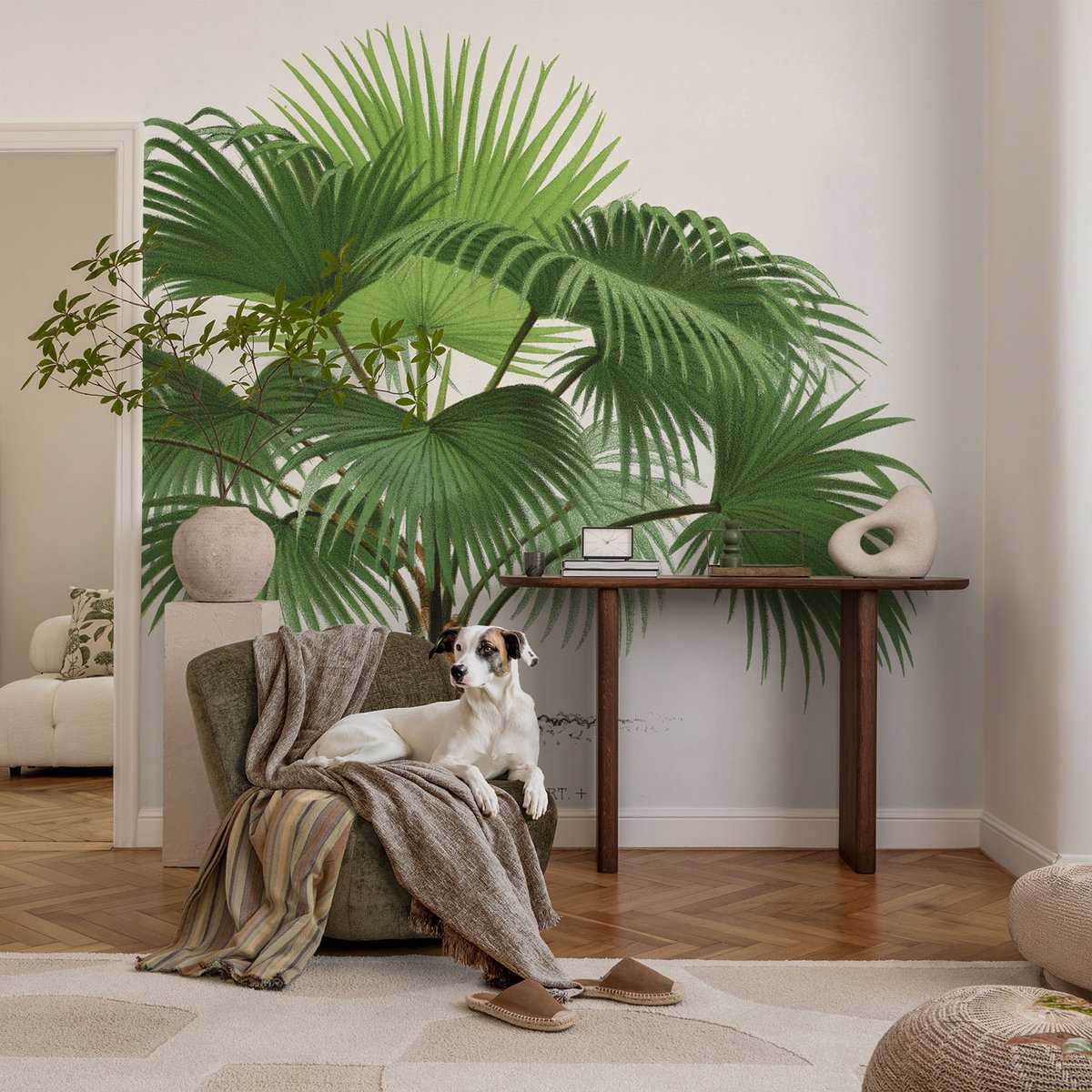 Coloray Vliesbehang - Groente Snellijm Behang - 104x70 cm - Exotische Palmboom Fotobehang Vlies - Woonkamer behang Bloemen En Planten - Muurschildering - Woonkamer behang