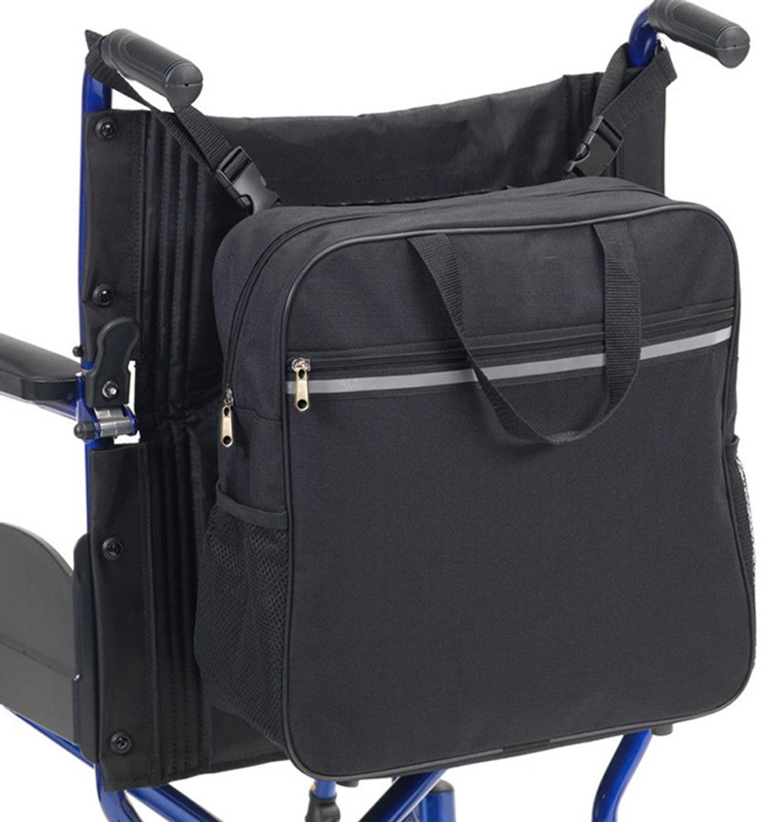 Opbergtas voor de achterkant van de rolstoel – Multifunctionele opbergtas voor rolstoel – Rolstoelrugzak/-tas van Oxford-stof – 37 x 37 x 14 cm