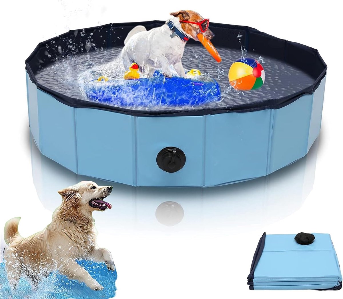 Hondenzwembad voor grote en kleine honden, opvouwbaar hondenzwembad antislip, 80 x 20 cm zwembad voor honden, verdikt PVC, hondenbadkuip slijtvast, hondenzwembad in hondenzwembaden
