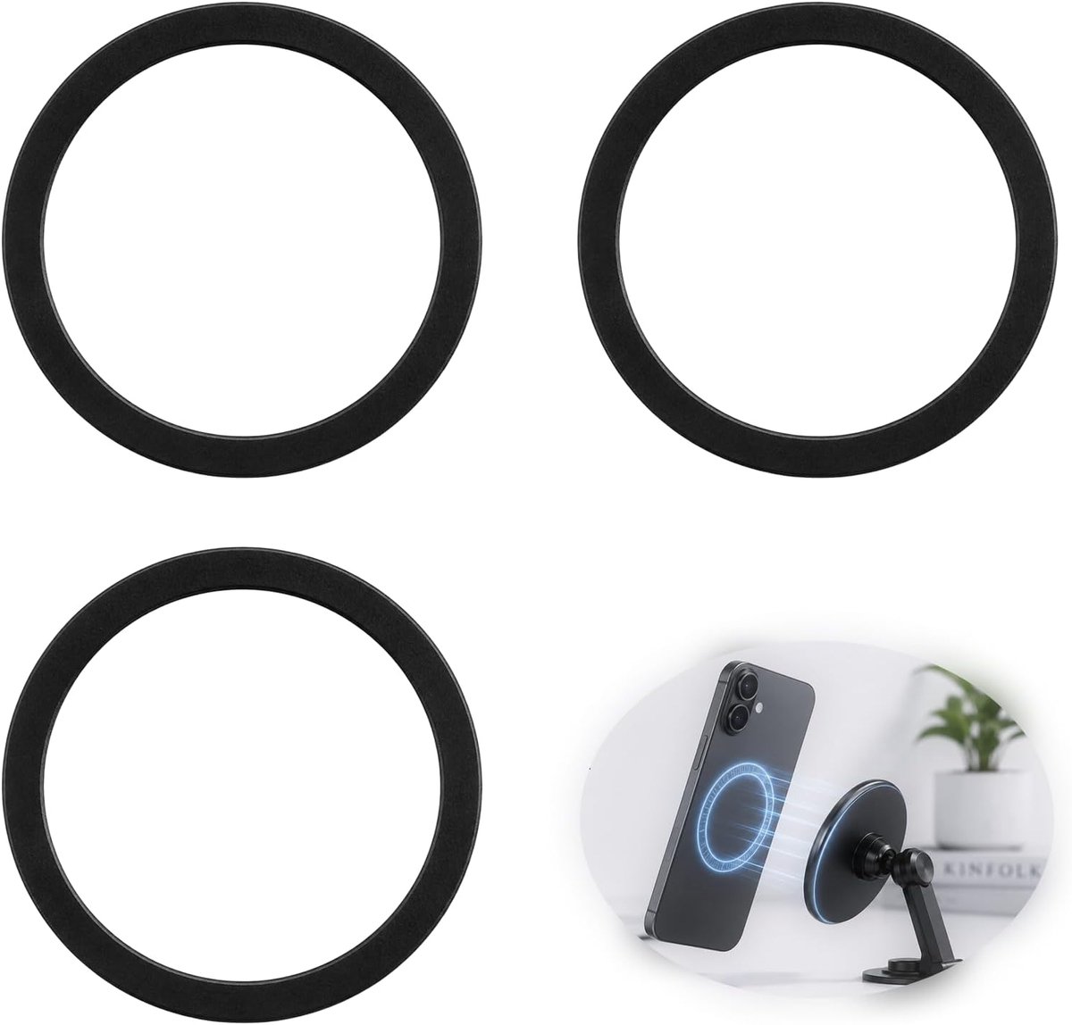 3 stuks Universele metalen plakringen, zelfklevend voor smartphone en hoesje, platte uitvoering voor magnetische houders, laders en accessoires voor dagelijks gebruik