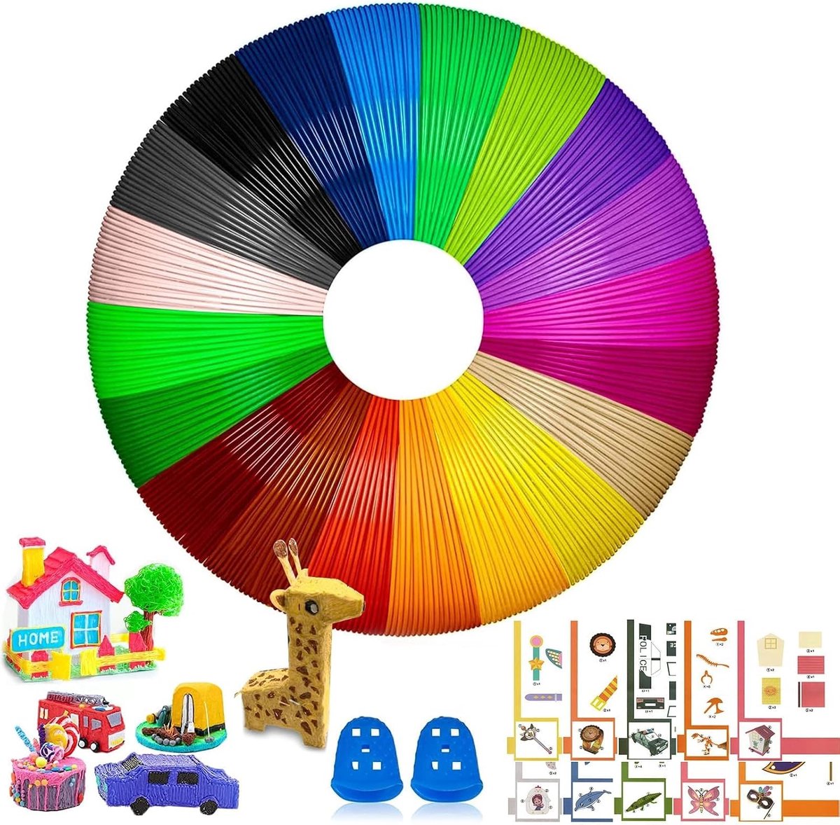 3D pen filament 100m, 3D print pen PLA filament 1.75 mm 20 kleuren 3D pen accessoires elke kleur 5 meter, totaal 100 meter