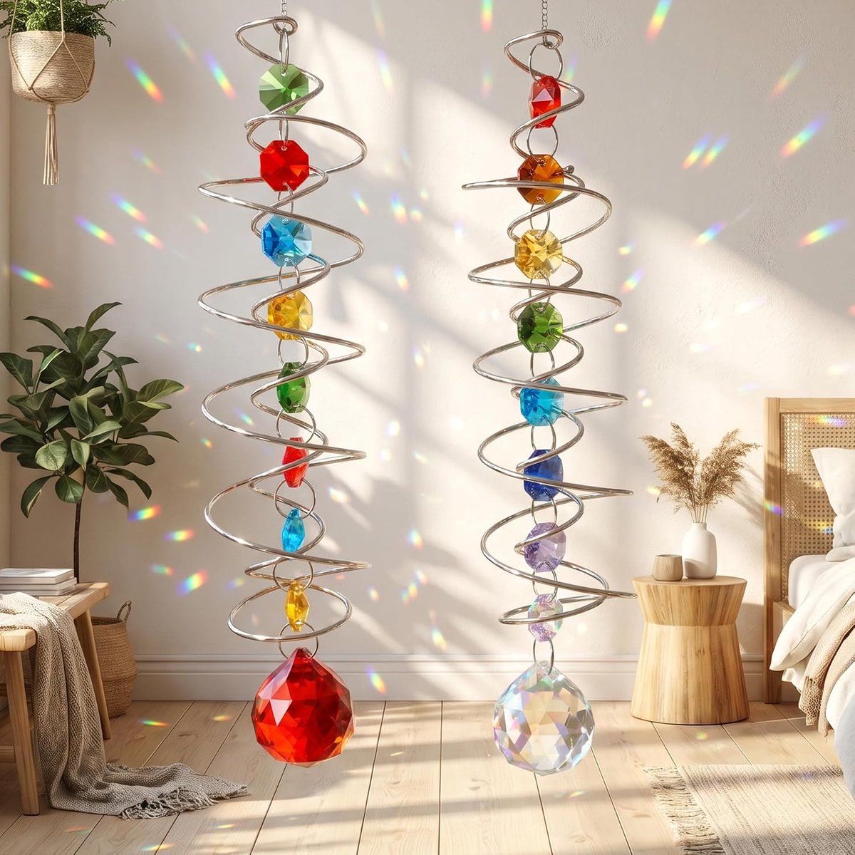 Zonnevangers kristal, 3D spiraal kristallen bol raamdecoratie hangend