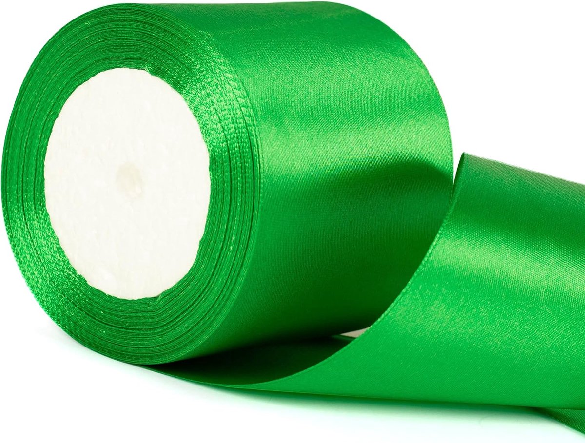 75 mm breed groen dik lint voor het inpakken van cadeaus, 22 m, dik groen satijnlint voor het inpakken van cadeaus, kerstboeketten, taarten, haarstrikken, knutselwerk, bruiloften, autodecoratie